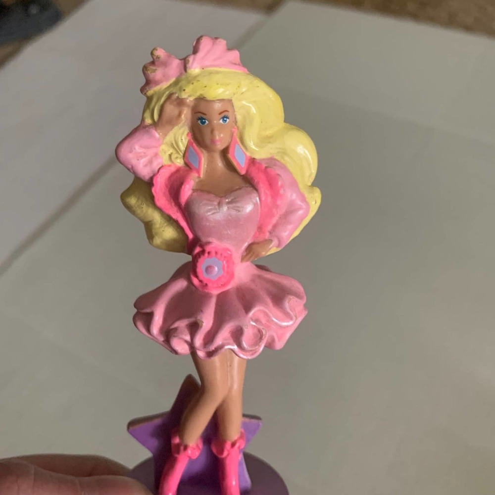 Glam Barbie Pink RARE 1991 McDonalds Figure Toy Pink Party Dress